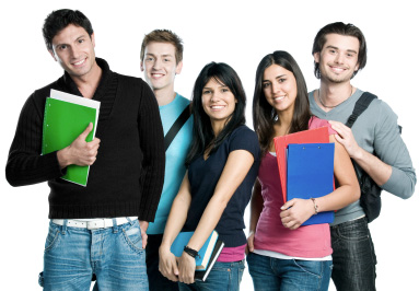 Zufriedene Studentinnen und Studenten